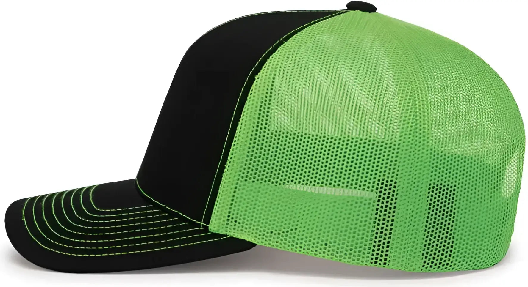 Pacific Headwear 104C Trucker Snapback Cap - Black Neon Green Black - Black Neon Green Black / XL
