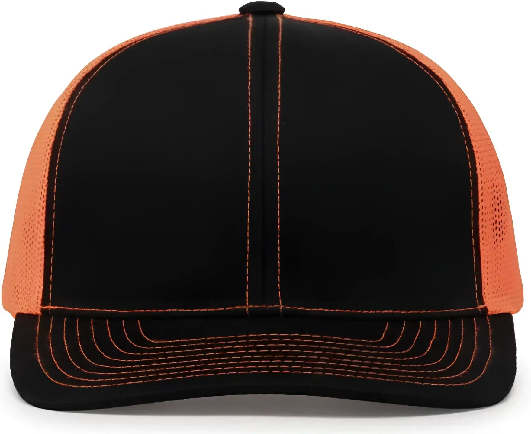 Pacific Headwear 104C Trucker Snapback Cap - Black Neon Orange