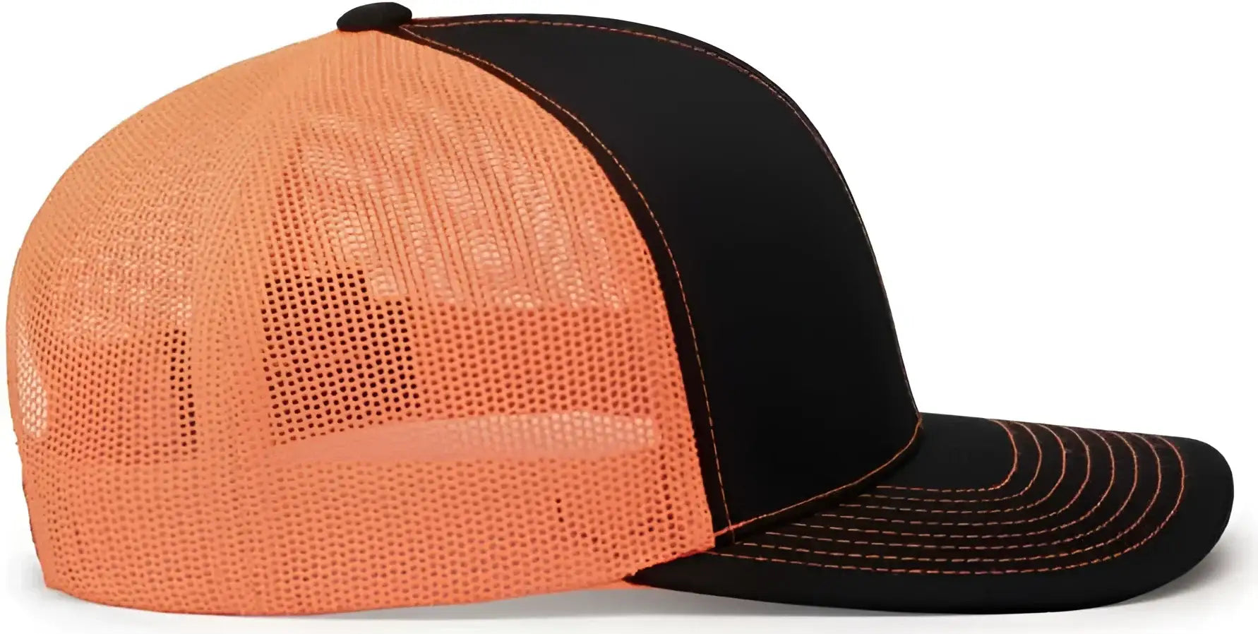 Pacific Headwear 104C Trucker Snapback Cap - Black Neon Orange