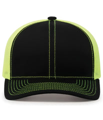 Pacific Headwear 104C Trucker Snapback Cap Black Neon Yellow Black Yellow / 7’’ 7 7/8’’