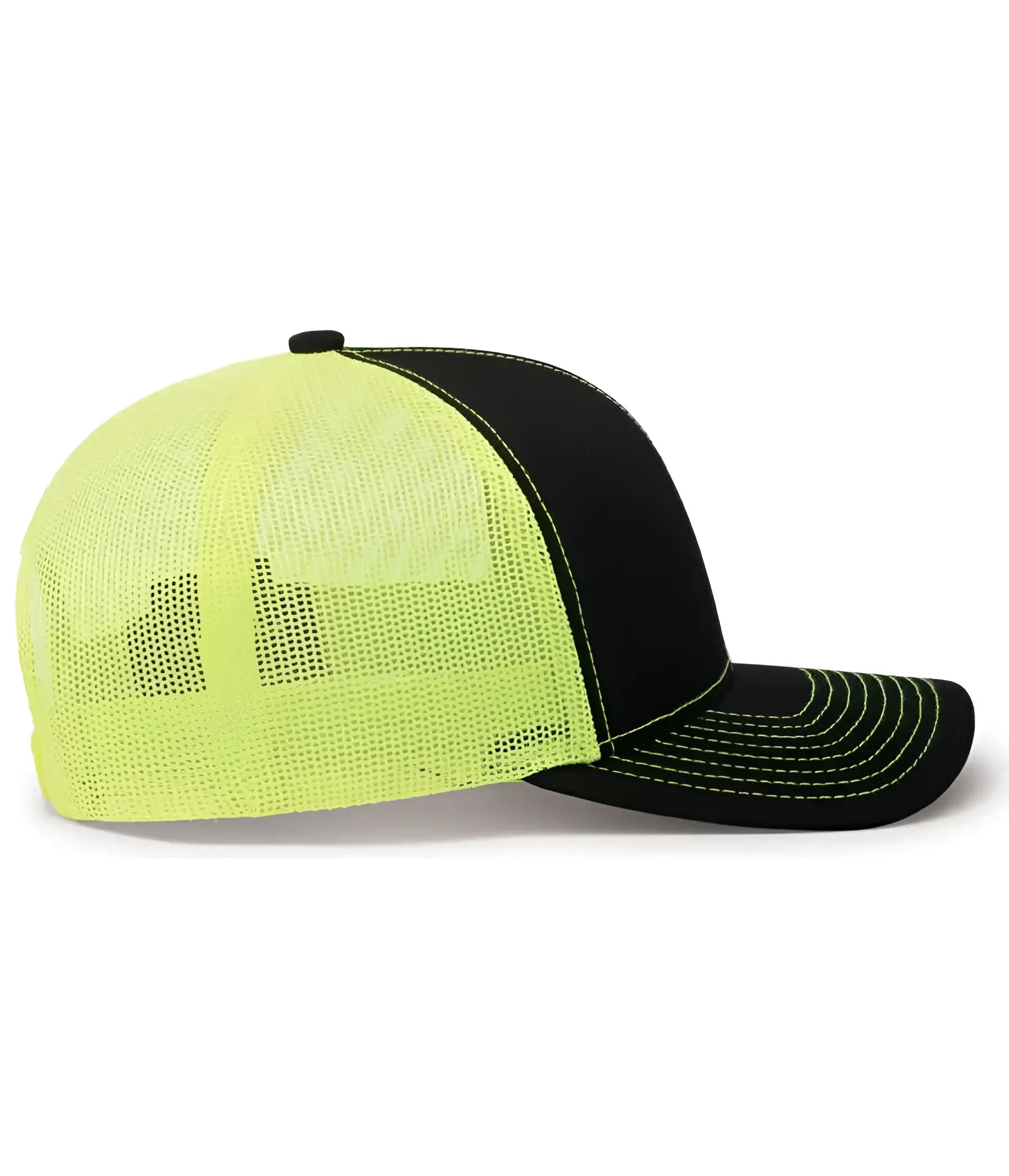 Pacific Headwear 104C Trucker Snapback Cap - Black Neon Yellow - Black Yellow / 7’’ - 7 7/8’’
