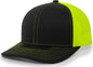 Pacific Headwear 104C Trucker Snapback Cap Black Neon Yellow Black Yellow / 7’’ 7 7/8’’