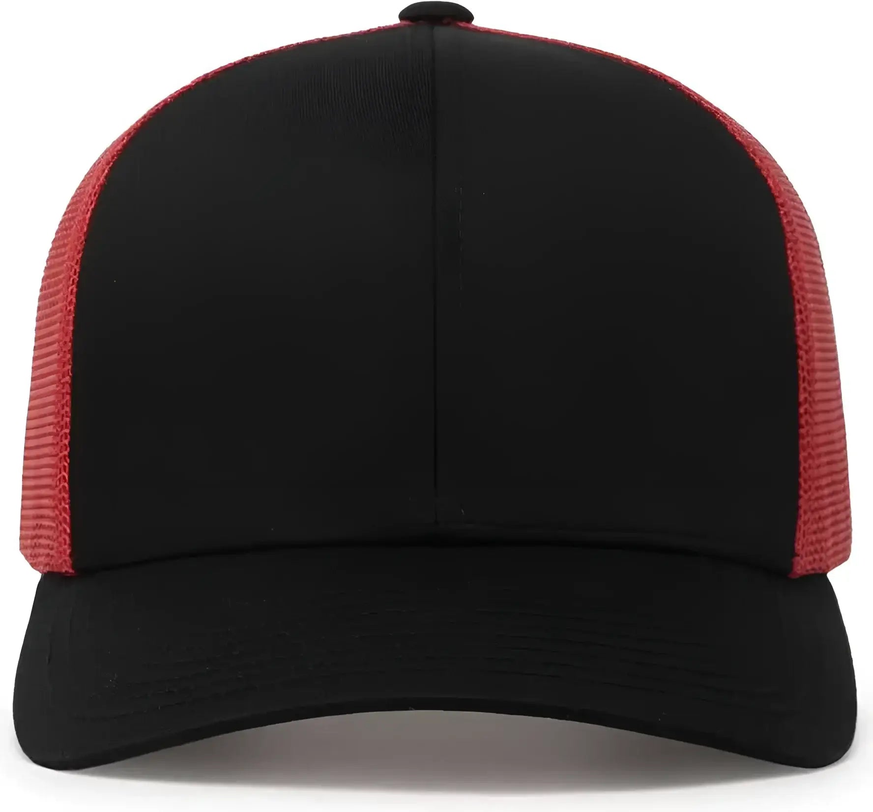 Pacific Headwear 104C Trucker Snapback Cap - Black Red Black - Black Red Black / 7’’ - 7 7/8’’