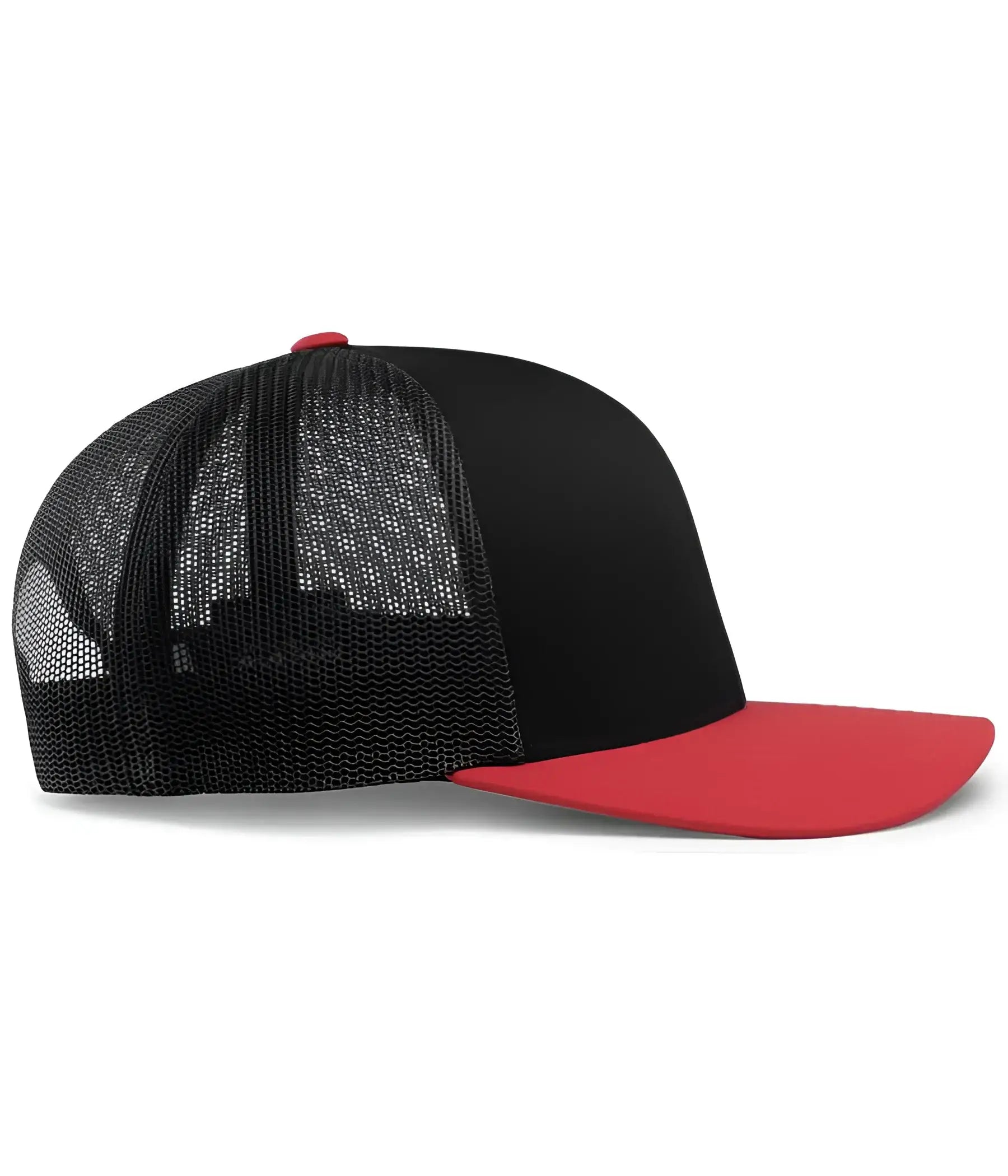 Pacific Headwear 104C Trucker Snapback Cap - Black Red - Black Red / 7’’ - 7 7/8’’