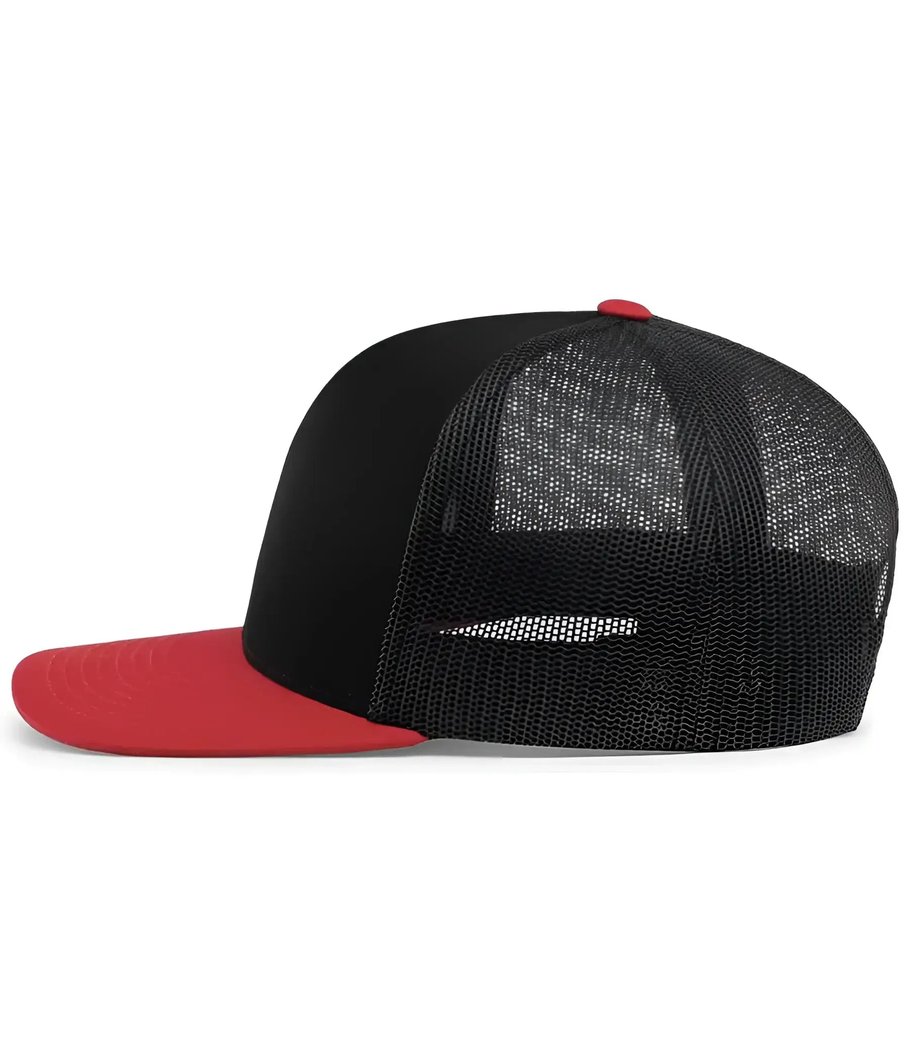 Pacific Headwear 104C Trucker Snapback Cap - Black Red - Black Red / 7’’ - 7 7/8’’