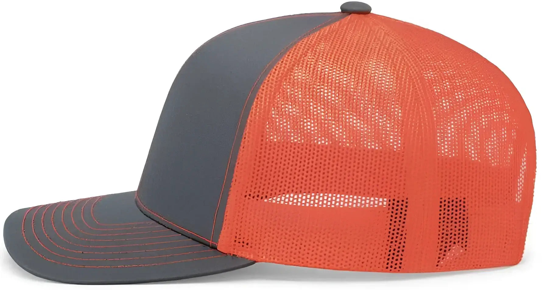 Pacific Headwear 104C Trucker Snapback Cap - Graphite Neon Orange - Dark Gray Orange / 7’’ - 7 7/8’’
