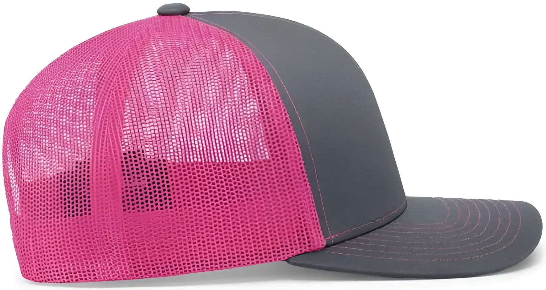 Pacific Headwear 104C Trucker Snapback Cap - Graphite Pink