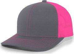 Pacific Headwear 104C Trucker Snapback Cap - Graphite Pink - Dark Gray Pink / 7’’ - 7 7/8’’