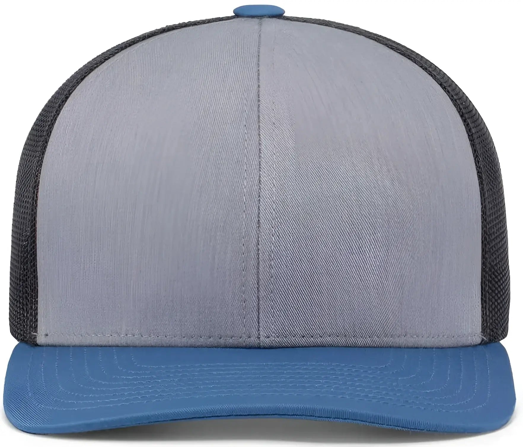 Pacific Headwear 104C Trucker Snapback Cap - Heather Grey Lt Charcoal Ocean Blue - Heather Grey Lt Charcoal Ocean Blue