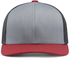 Pacific Headwear 104C Trucker Snapback Cap - Heather Grey Lt Charcoal Varsity - Heather Grey Lt Charcoal Varsity / 7’’
