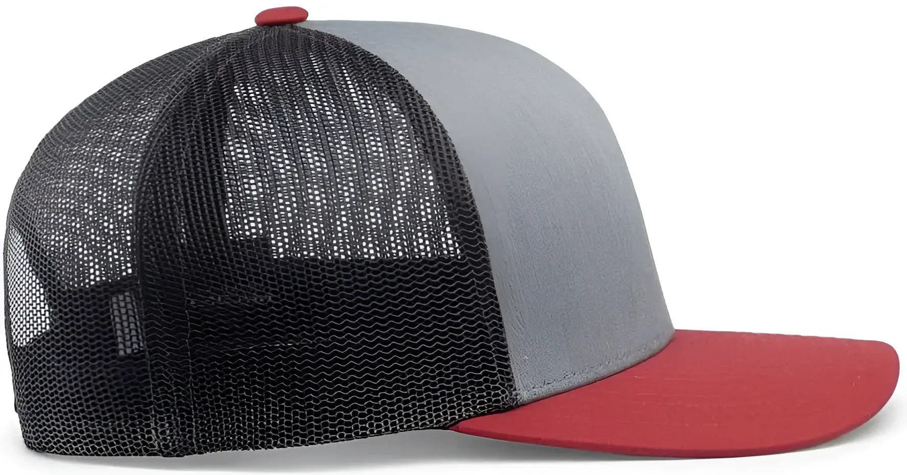 Pacific Headwear 104C Trucker Snapback Cap - Heather Grey Lt Charcoal Varsity - Heather Grey Lt Charcoal Varsity / 7’’