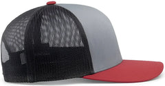 Pacific Headwear 104C Trucker Snapback Cap - Heather Grey Lt Charcoal Varsity - Heather Grey Lt Charcoal Varsity / 7’’