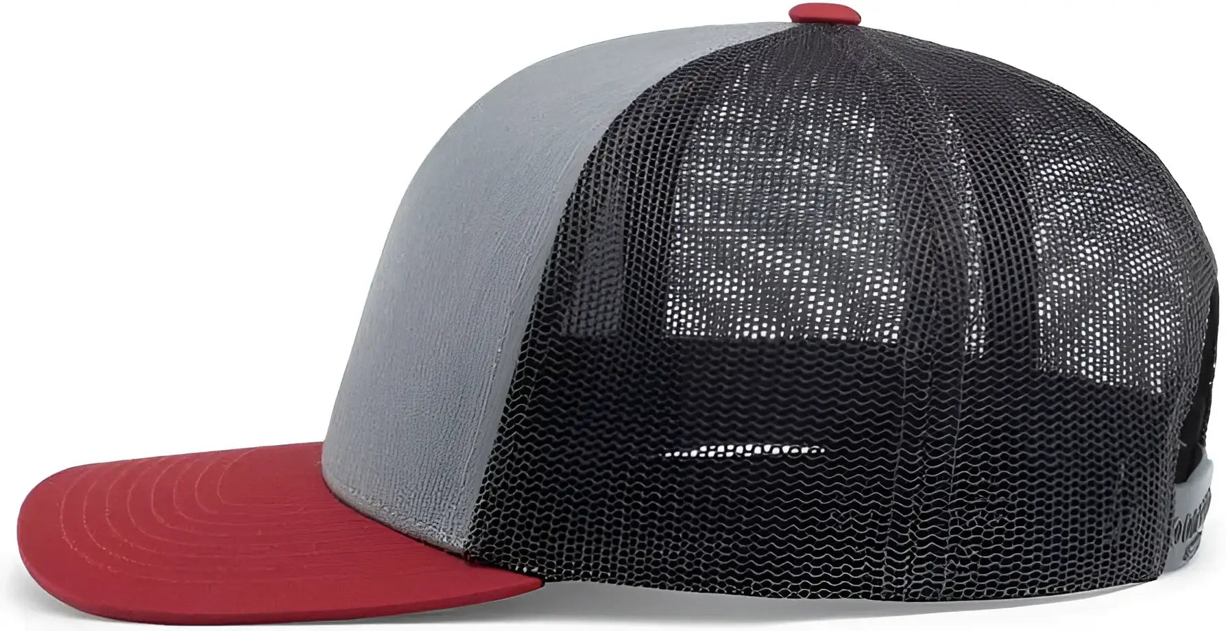 Pacific Headwear 104C Trucker Snapback Cap - Heather Grey Lt Charcoal Varsity - Heather Grey Lt Charcoal Varsity / 7’’
