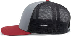 Pacific Headwear 104C Trucker Snapback Cap - Heather Grey Lt Charcoal Varsity - Heather Grey Lt Charcoal Varsity / 7’’