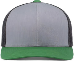 Pacific Headwear 104C Trucker Snapback Cap - HeatherGrey LtCharcoal Green - Gray Dark Gray / 7’’ - 7 7/8’’