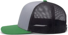 Pacific Headwear 104C Trucker Snapback Cap - HeatherGrey LtCharcoal Green - Gray Dark Gray / 7’’ - 7 7/8’’