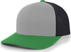 Pacific Headwear 104C Trucker Snapback Cap - HeatherGrey LtCharcoal Green - Gray Dark Gray / 7’’ - 7 7/8’’
