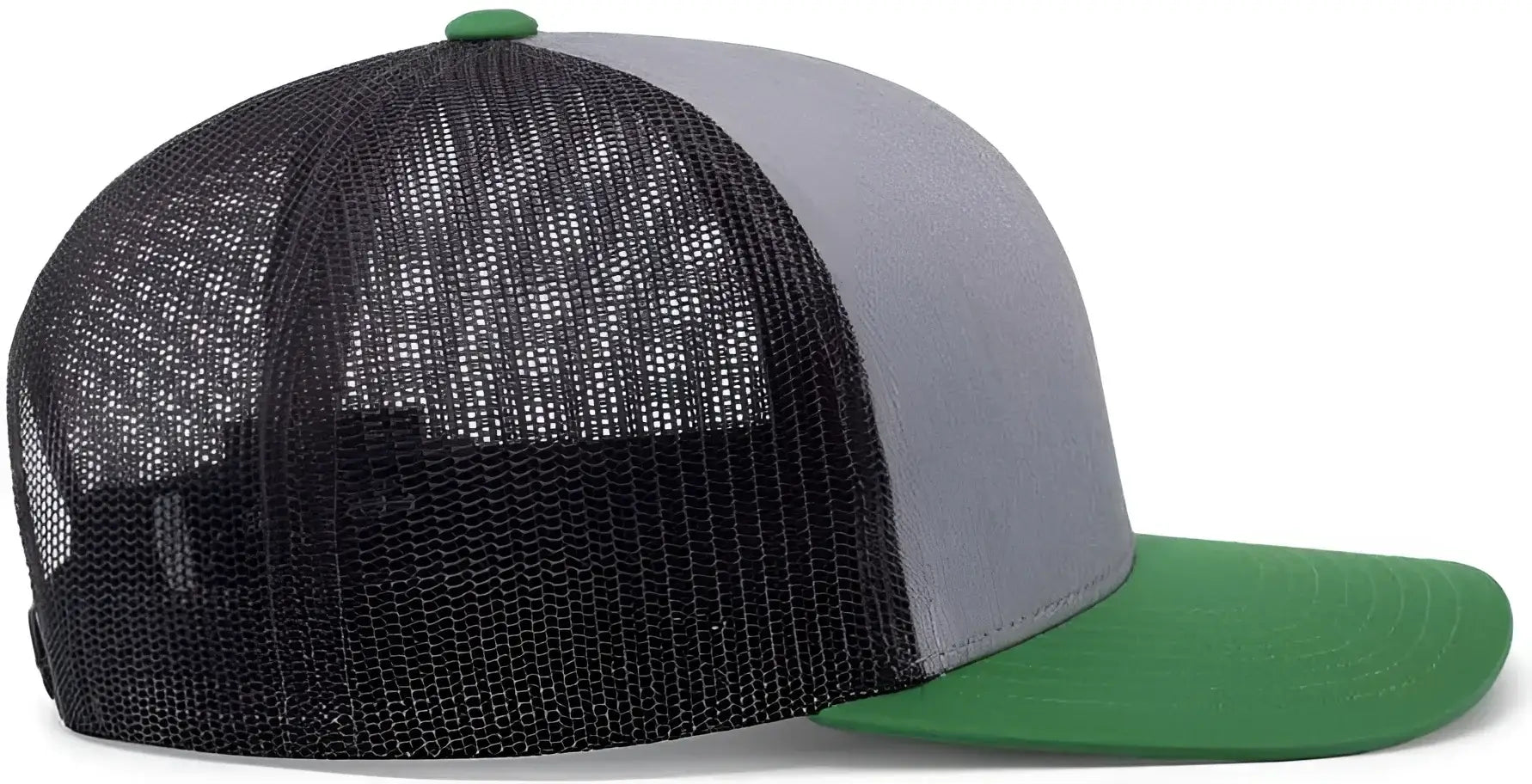 Pacific Headwear 104C Trucker Snapback Cap - HeatherGrey LtCharcoal Green - Gray Dark Gray / 7’’ - 7 7/8’’
