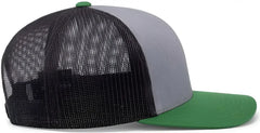 Pacific Headwear 104C Trucker Snapback Cap - HeatherGrey LtCharcoal Green - Gray Dark Gray / 7’’ - 7 7/8’’