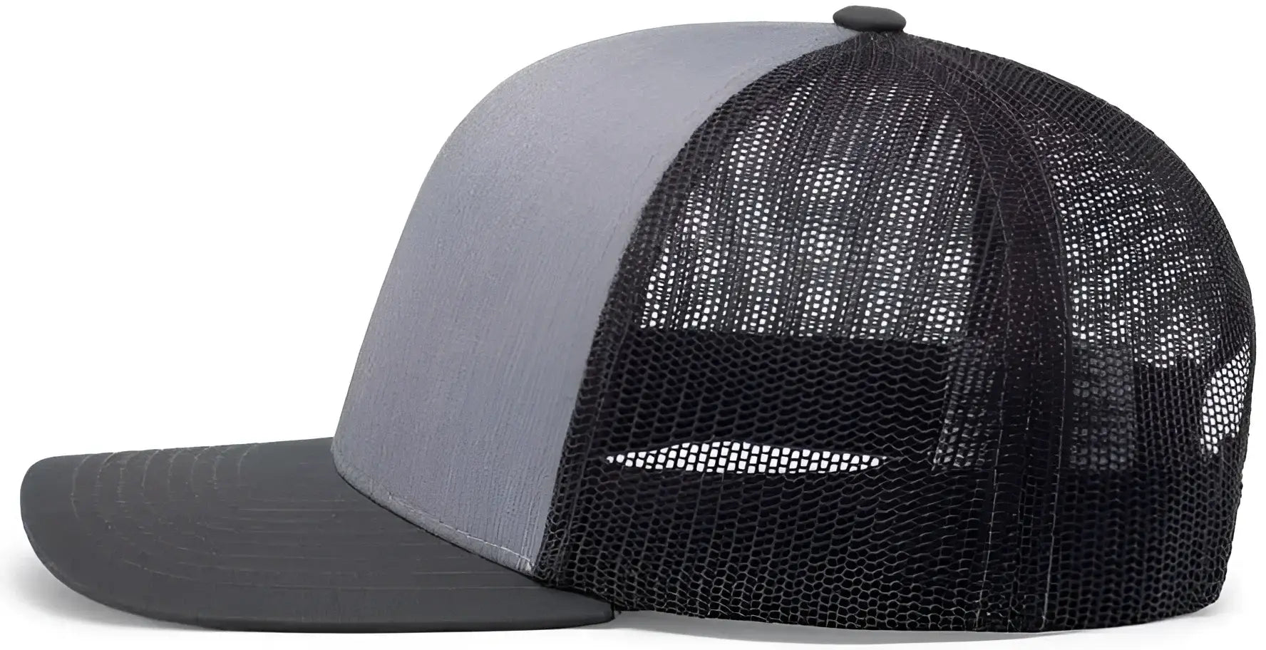 Pacific Headwear 104C Trucker Snapback Cap - HeatherGrey LtCharcoal LtCharc - Gray Dark Gray / 7’’ - 7 7/8’’