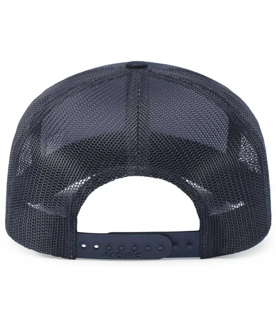 Pacific Headwear 104C Trucker Snapback Cap - Navy