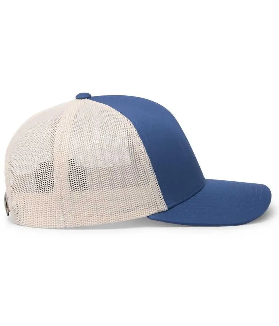 Pacific Headwear 104C Trucker Snapback Cap - Ocean Blue Beige - Navy Ivory / 7’’ - 7 7/8’’
