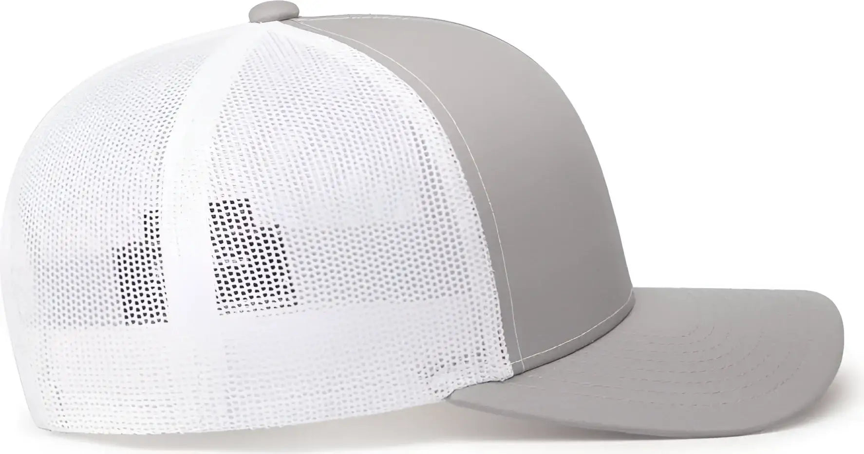 Pacific Headwear 104C Trucker Snapback Cap - Silver White