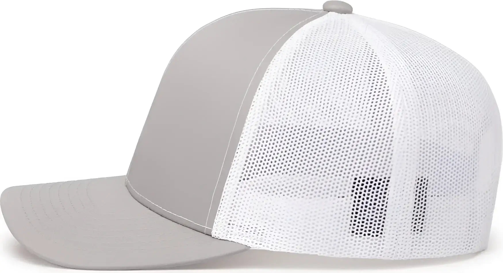 Pacific Headwear 104C Trucker Snapback Cap - Silver White