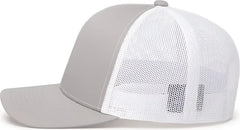 Pacific Headwear 104C Trucker Snapback Cap Silver White