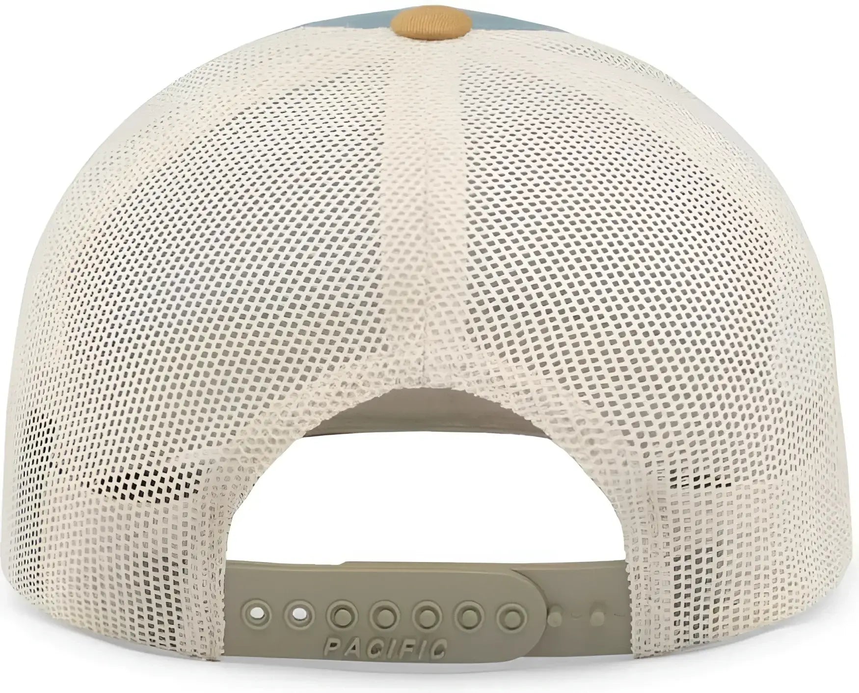Pacific Headwear 104C Trucker Snapback Cap - Smoke Blue Amber Gold Beige - Columbia Blue Ivory / 7’’ - 7 7/8’’