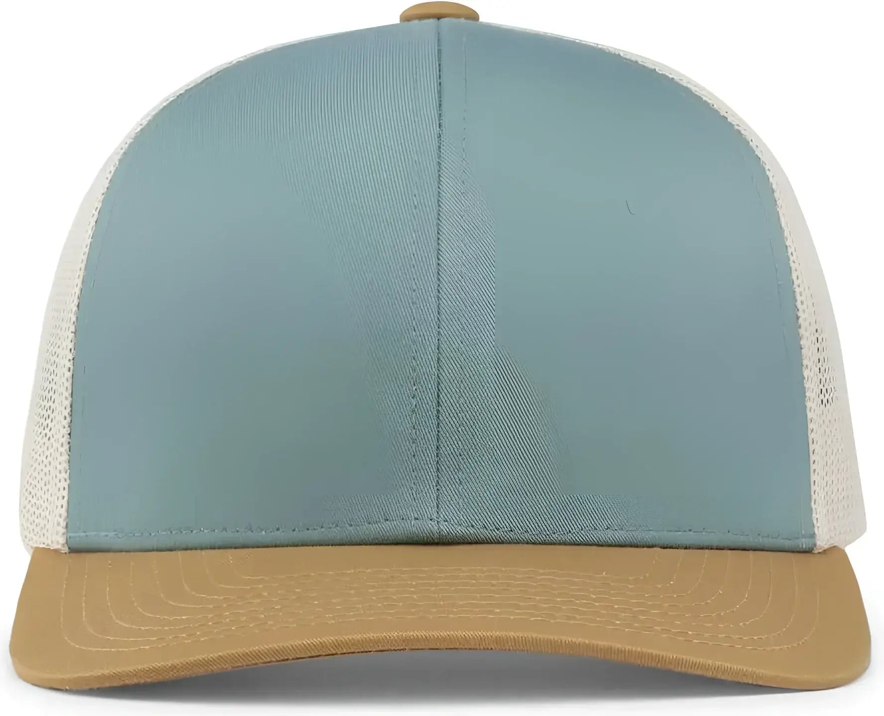 Pacific Headwear 104C Trucker Snapback Cap - Smoke Blue Amber Gold Beige - Columbia Blue Ivory / 7’’ - 7 7/8’’