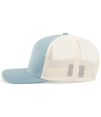 Pacific Headwear 104C Trucker Snapback Cap - Smoke Blue Beige - Columbia Blue Ivory / 7’’ - 7 7/8’’