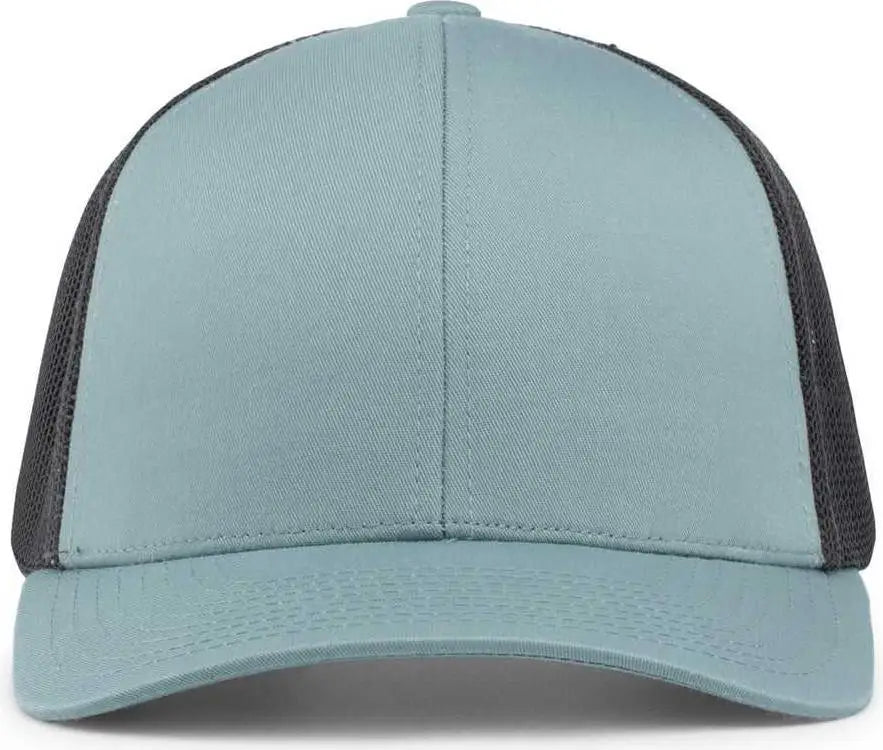 Pacific Headwear 104C Trucker Snapback Cap - Smoke Blue Charcoal - Columbia Blue Dark Gray / 7’’ - 7 7/8’’