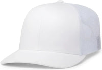 Pacific Headwear 104C Trucker Snapback Cap - White - White / 7’’ - 7 7/8’’