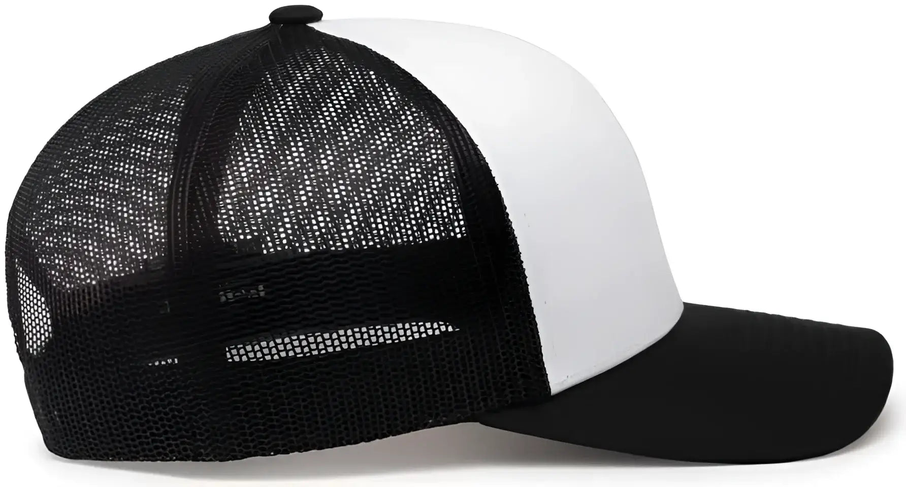 Pacific Headwear 104C Trucker Snapback Cap - White Black - White Black / 7’’ - 7 7/8’’