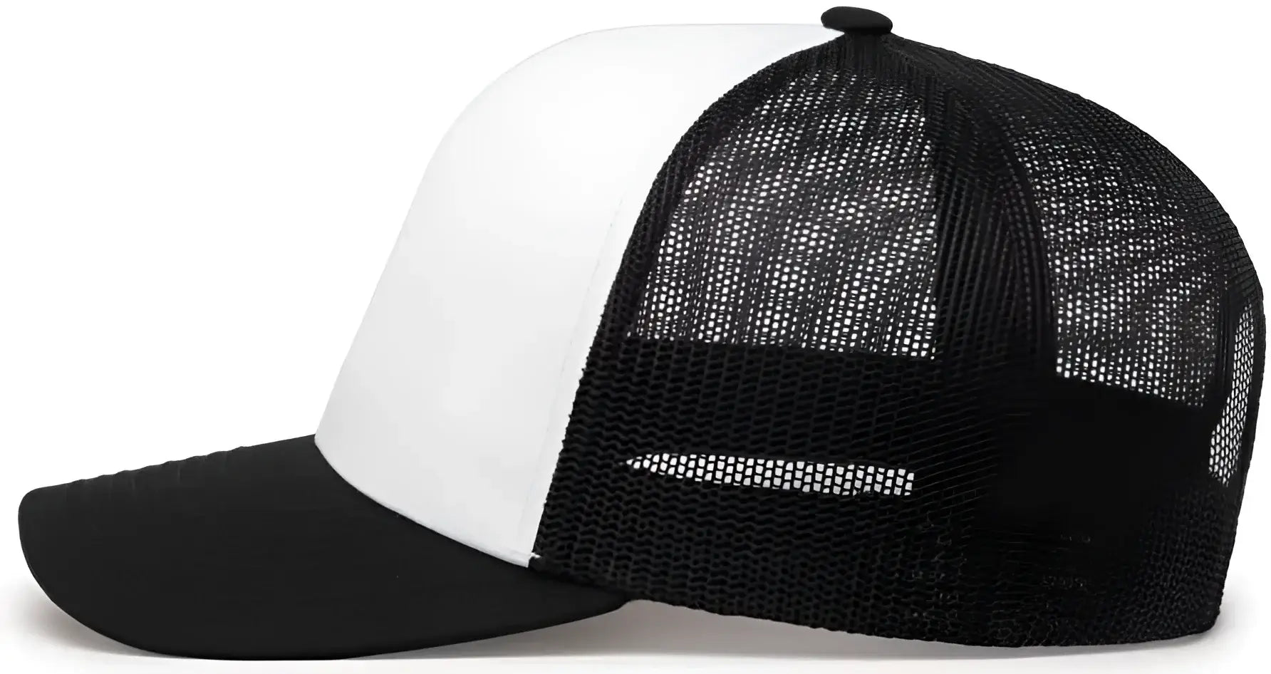 Pacific Headwear 104C Trucker Snapback Cap - White Black - White Black / 7’’ - 7 7/8’’