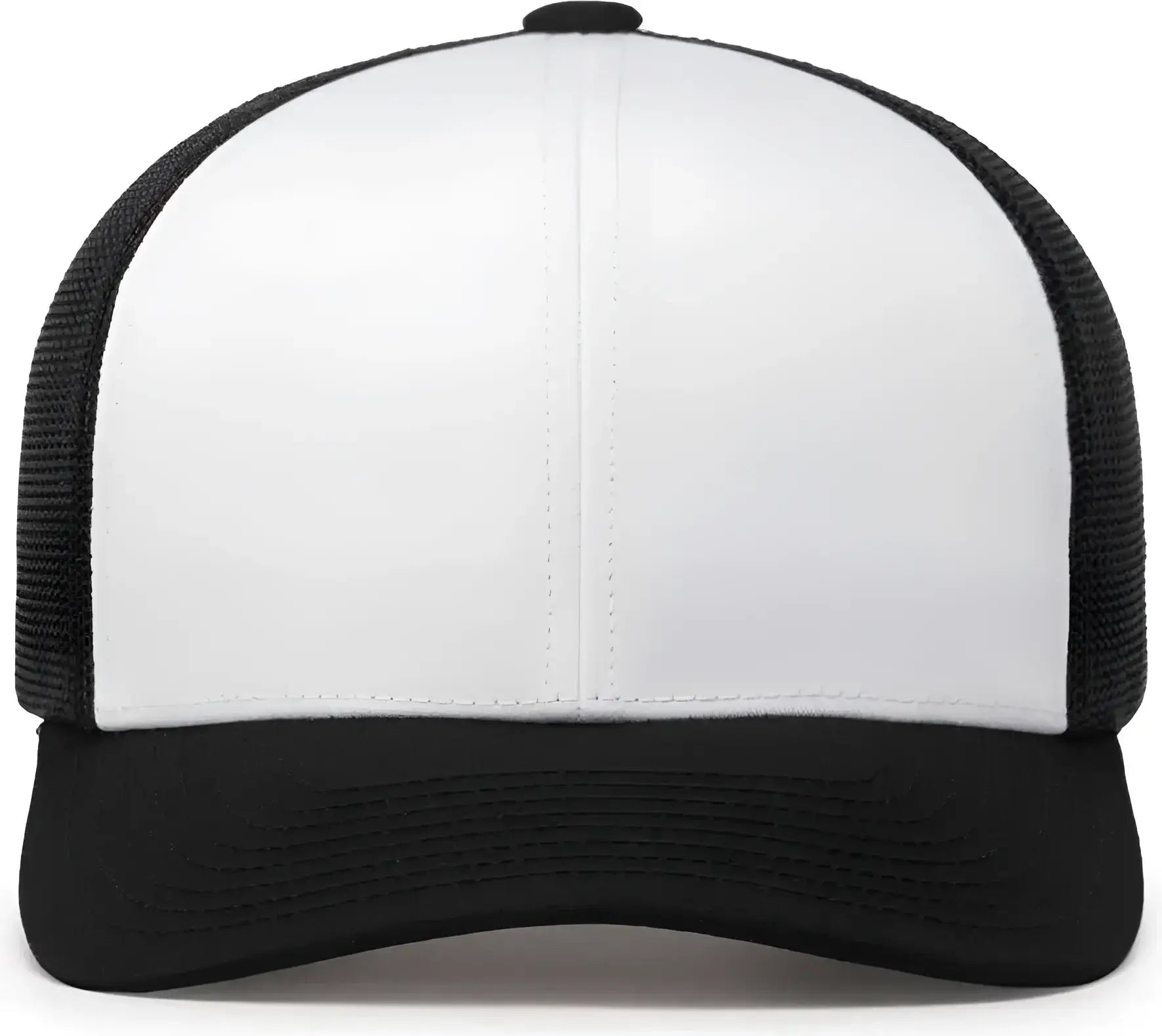 Pacific Headwear 104C Trucker Snapback Cap - White Black - White Black / 7’’ - 7 7/8’’