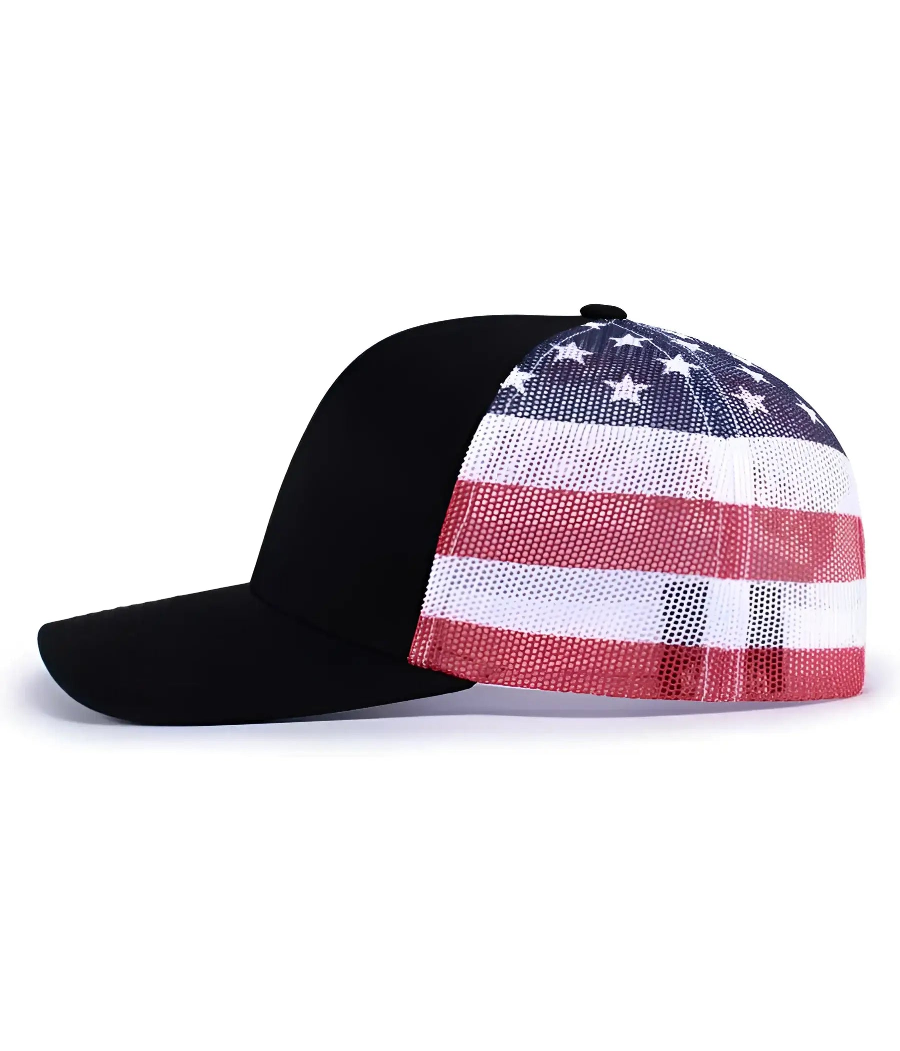 Pacific Headwear 104P Printed Trucker Cap - Black USa Black - Black Usa Black / 7’’ - 7 7/8’’