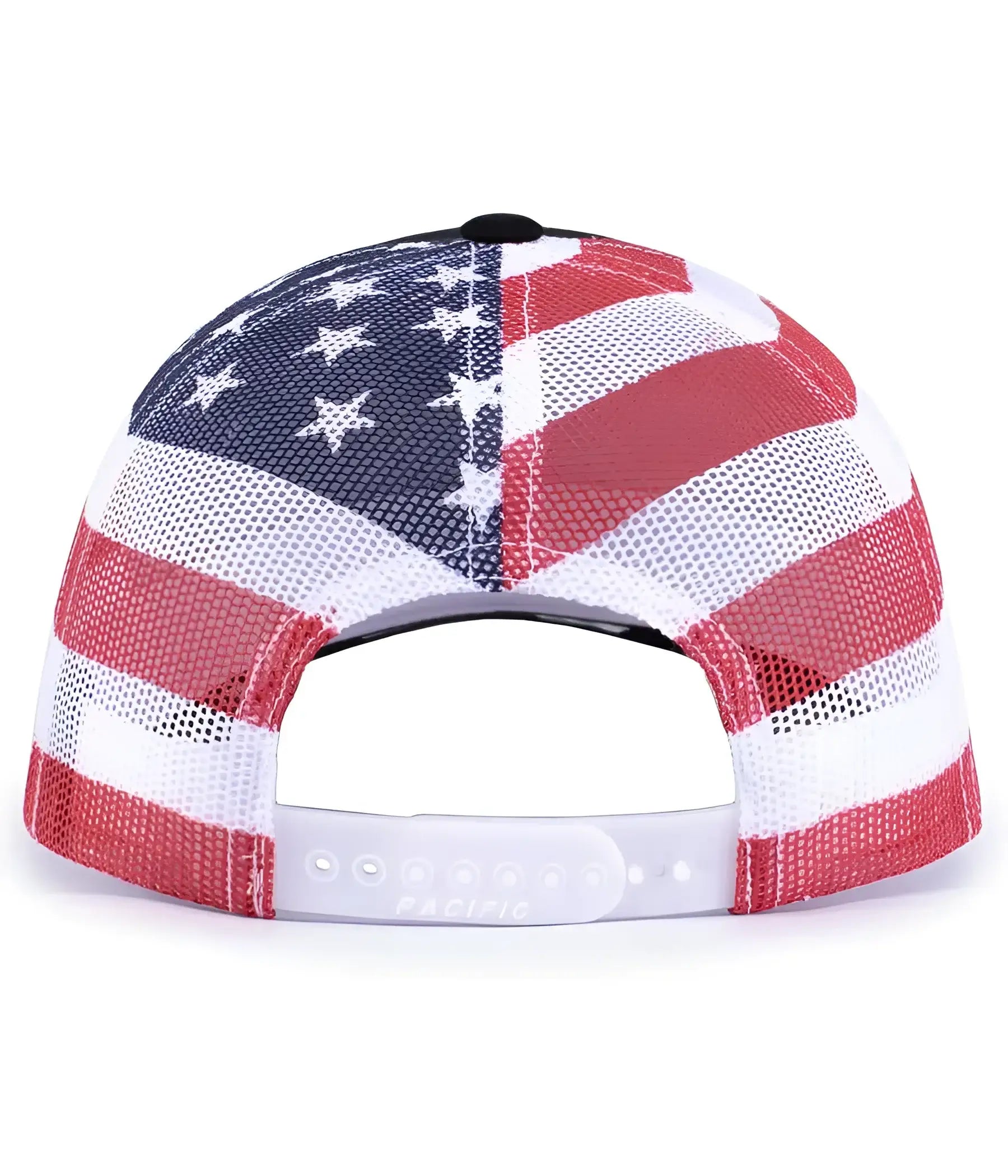Pacific Headwear 104P Printed Trucker Cap - Black USa Black - Black Usa Black / 7’’ - 7 7/8’’