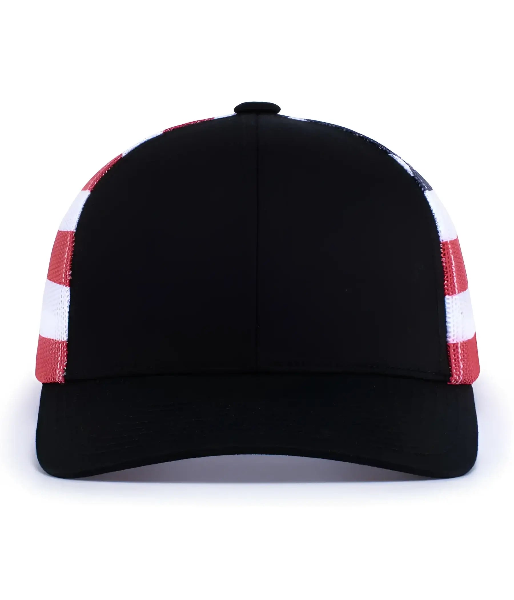 Pacific Headwear 104P Printed Trucker Cap - Black USa Black - Black Usa Black / 7’’ - 7 7/8’’