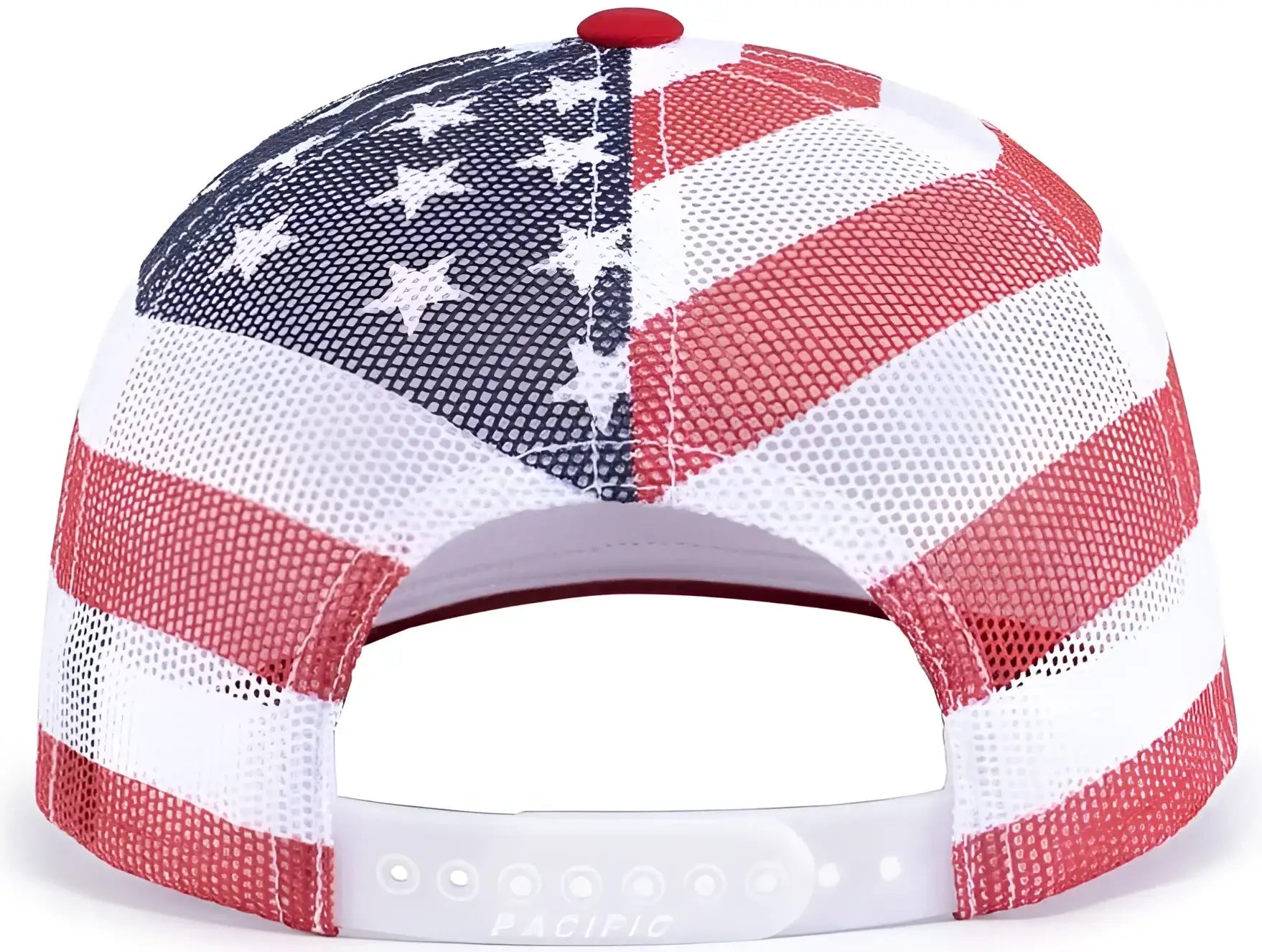 Pacific Headwear 104P Printed Trucker Cap - White USa Red - White Usa Red / 7’’ - 7 7/8’’