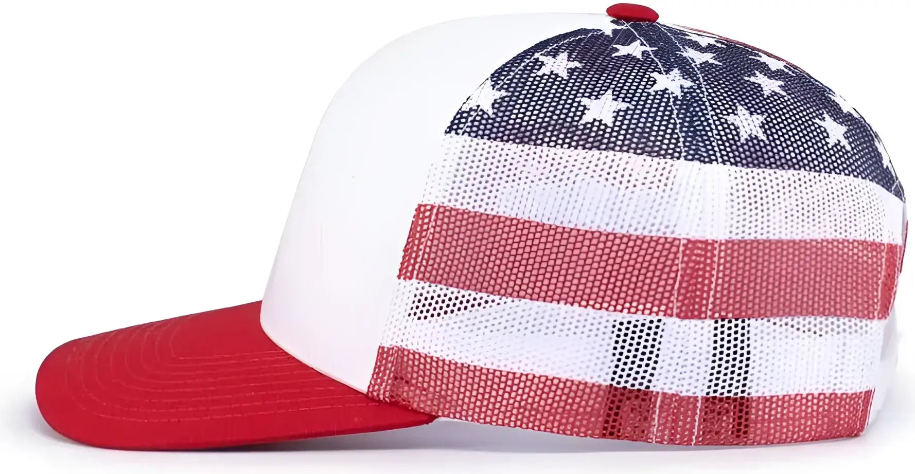 Pacific Headwear 104P Printed Trucker Cap - White USa Red - White Usa Red / 7’’ - 7 7/8’’