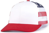 Pacific Headwear 104P Printed Trucker Cap - White USa Red - White Usa Red / 7’’ - 7 7/8’’