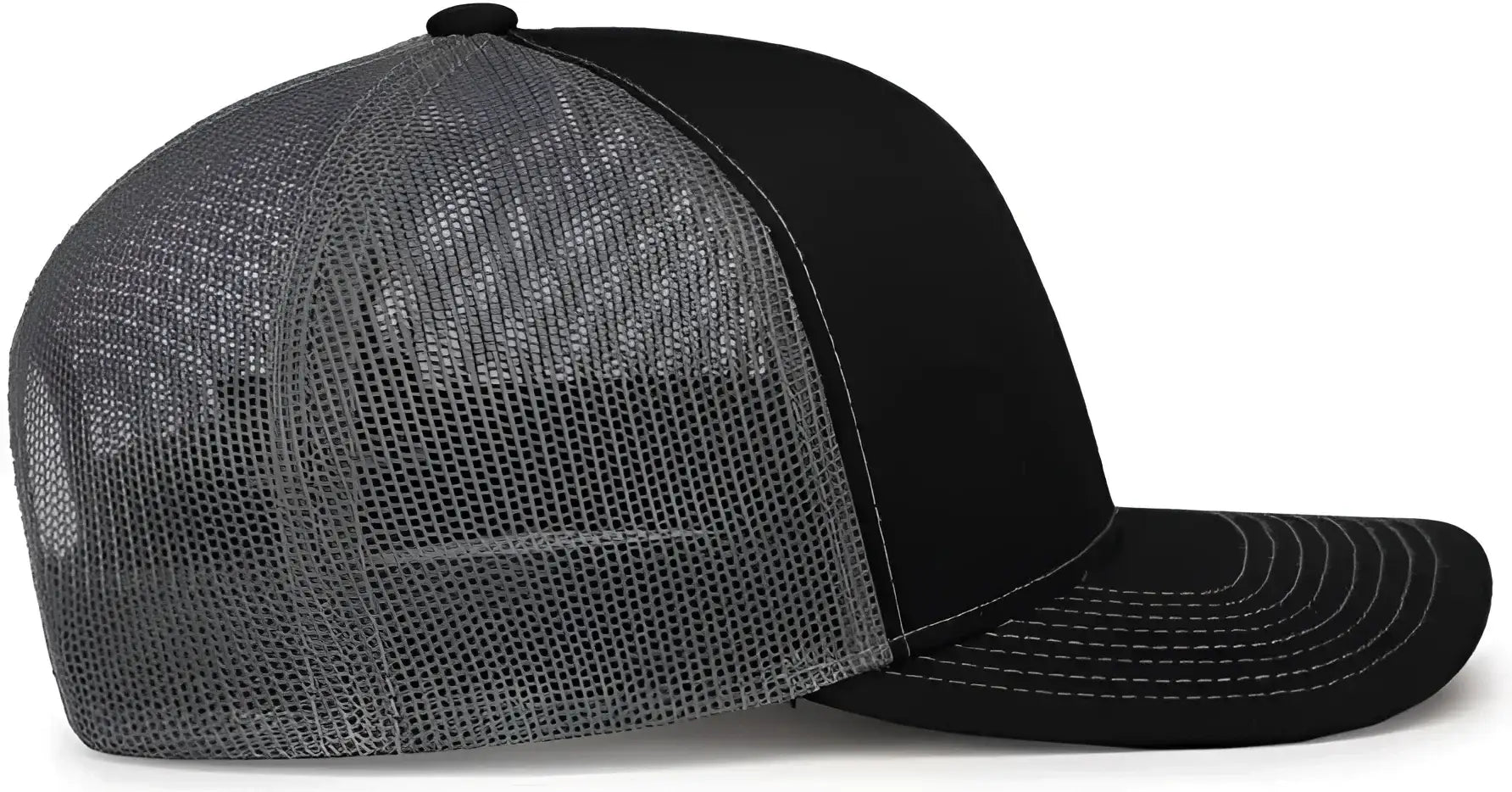 Pacific Headwear 104S Contrast Stitch Snapback Trucker Cap - Black Graphite Black - Black Dark Gray / 7’’ - 7 7/8’’