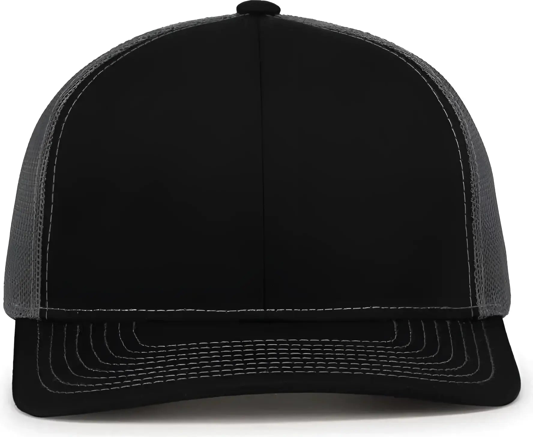 Pacific Headwear 104S Contrast Stitch Snapback Trucker Cap - Black Graphite Black - Black Dark Gray / 7’’ - 7 7/8’’