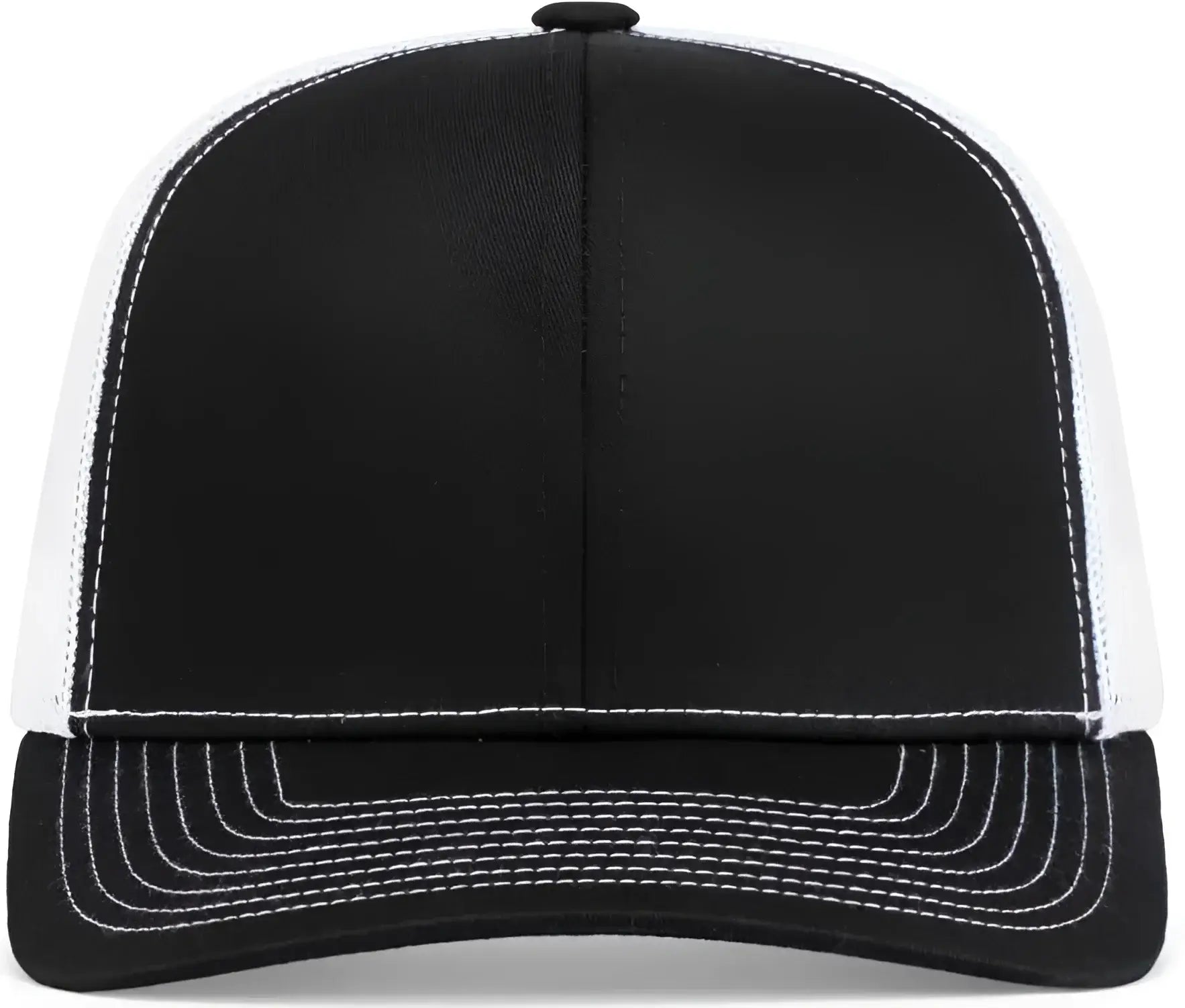 Pacific Headwear 104S Contrast Stitch Snapback Trucker Cap - Black White Black - Black White / 7’’ - 7 7/8’’