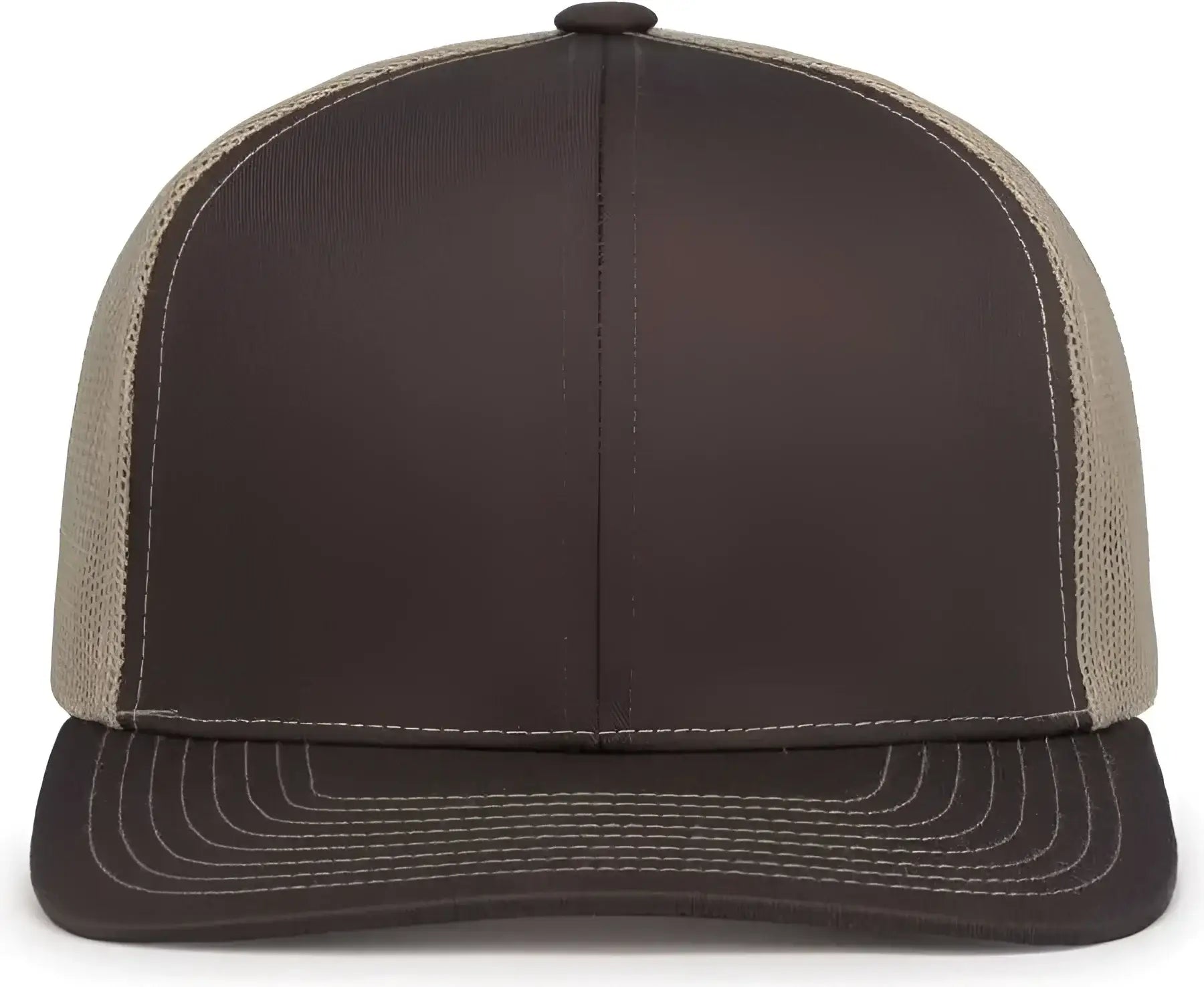 Pacific Headwear 104S Contrast Stitch Snapback Trucker Cap - Brown Khaki Brown - Brown Khaki / 7’’ - 7 7/8’’