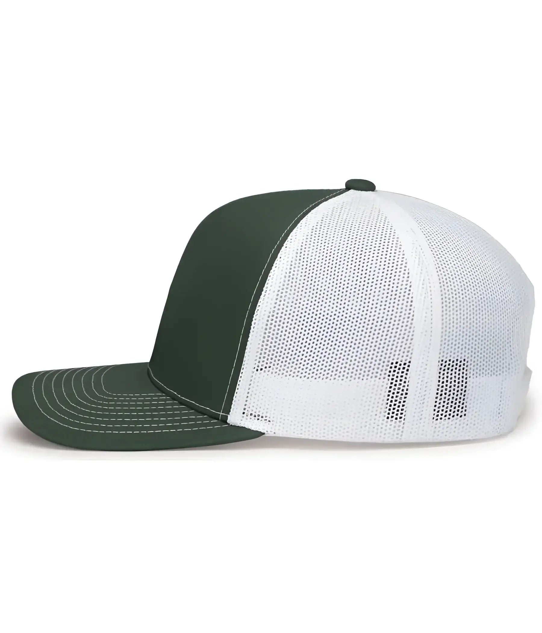 Pacific Headwear 104S Contrast Stitch Snapback Trucker Cap - Dark Green White Dark Green - Forest White / 7’’ - 7 7/8’’