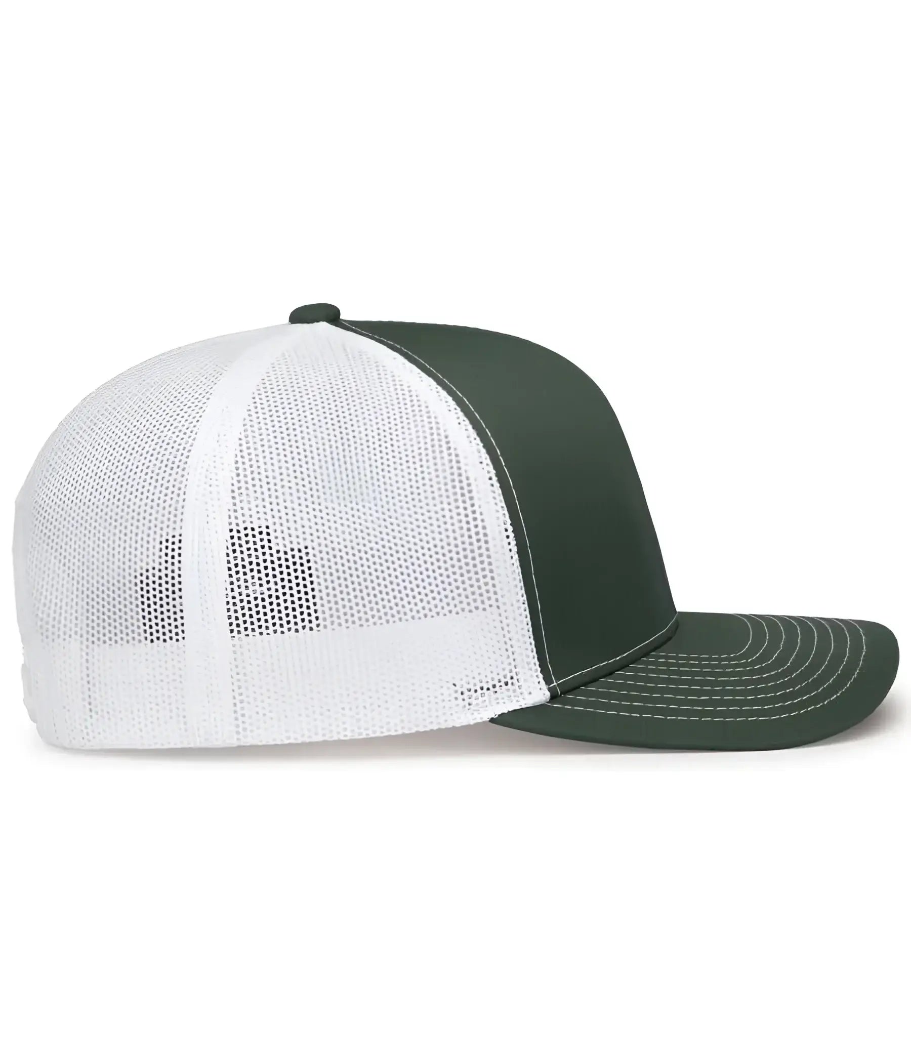 Pacific Headwear 104S Contrast Stitch Snapback Trucker Cap - Dark Green White Dark Green - Forest White / 7’’ - 7 7/8’’
