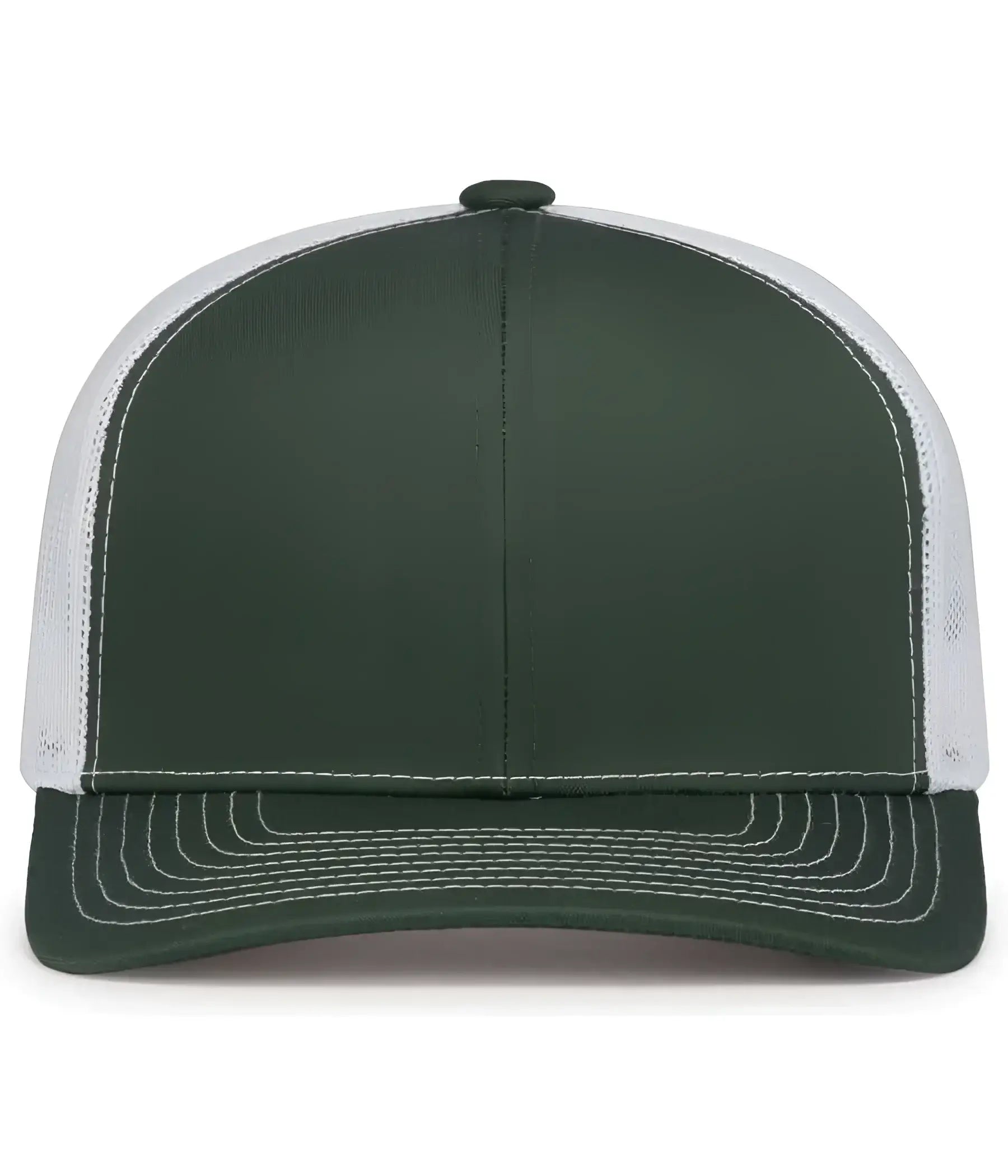 Pacific Headwear 104S Contrast Stitch Snapback Trucker Cap - Dark Green White Dark Green - Forest White / 7’’ - 7 7/8’’